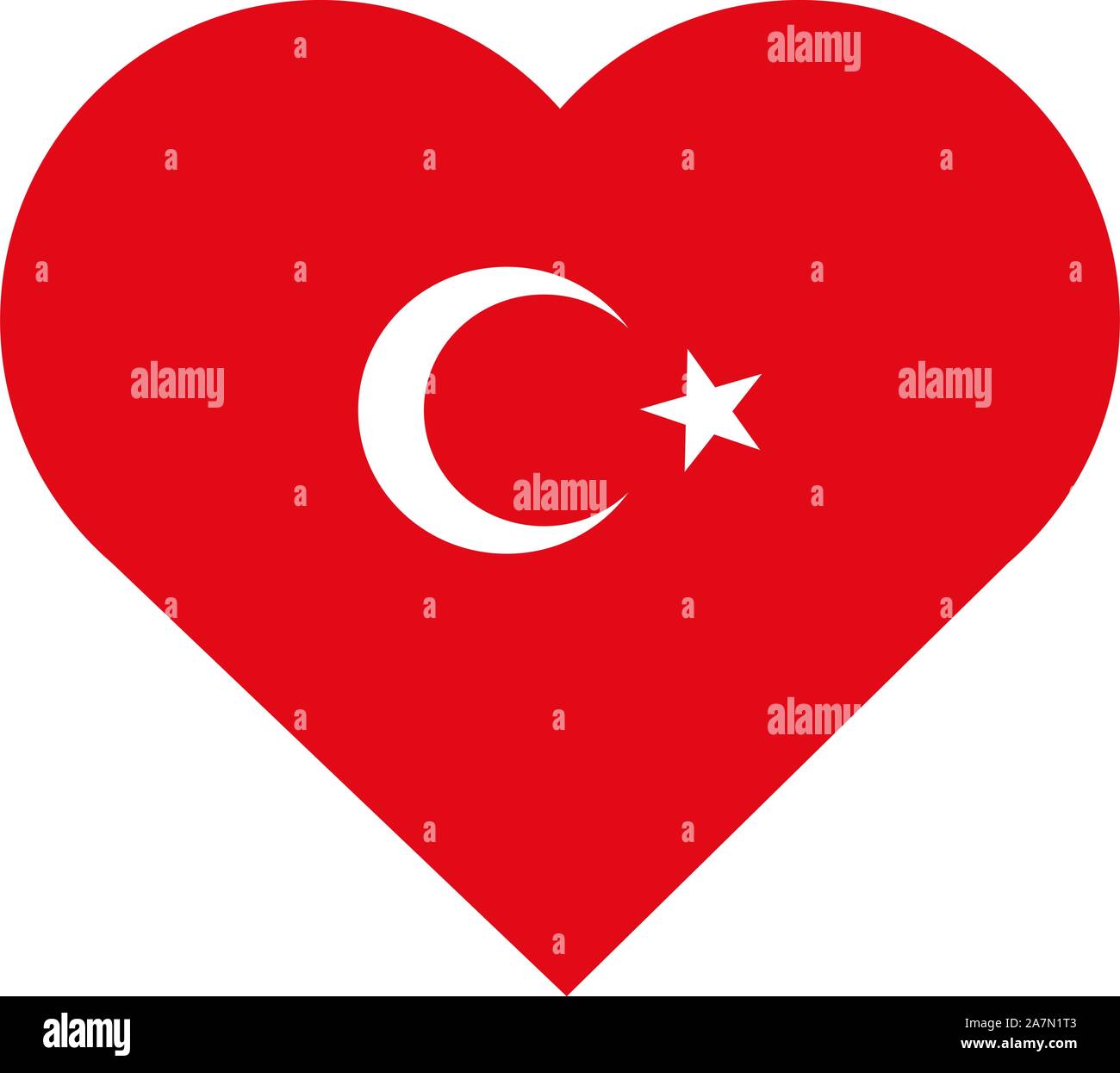 Forme de coeur drapeau Turquie icône vecteur illustration. Symbole de l'amour patriotique turc. Parfait pour un autocollant, signe, symbole, icône, label etc. Illustration de Vecteur