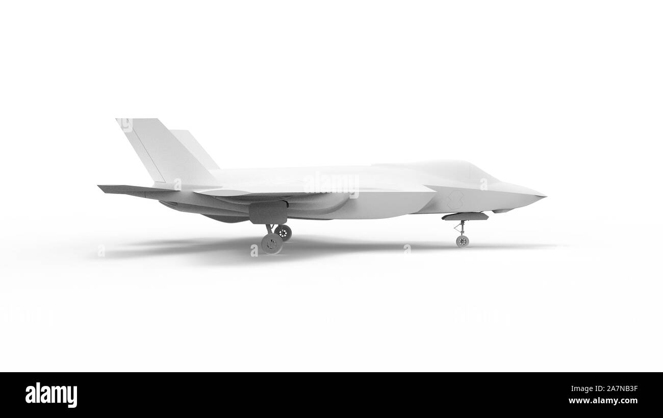 En avion de chasse moderne isolé en rendu 3D white background Banque D'Images