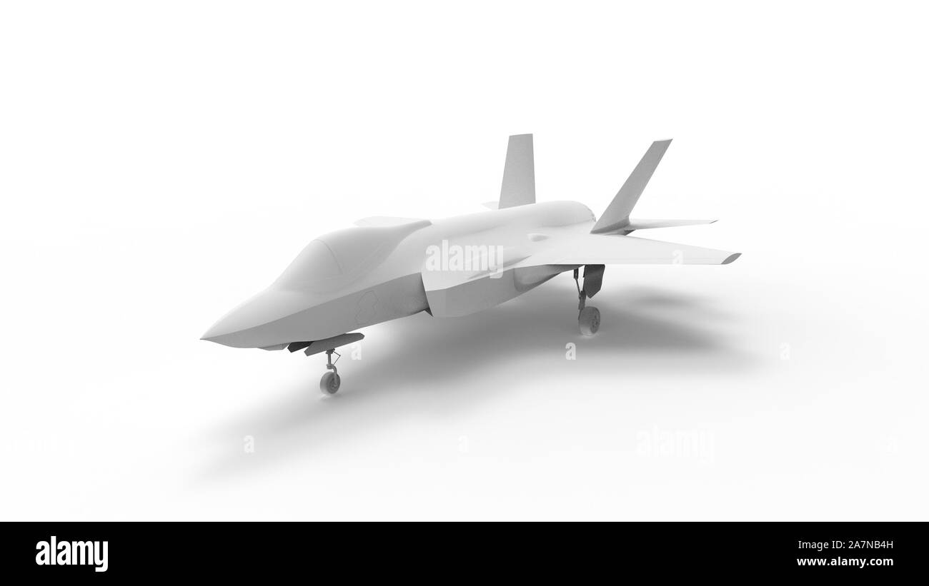 En avion de chasse moderne isolé en rendu 3D white background Banque D'Images