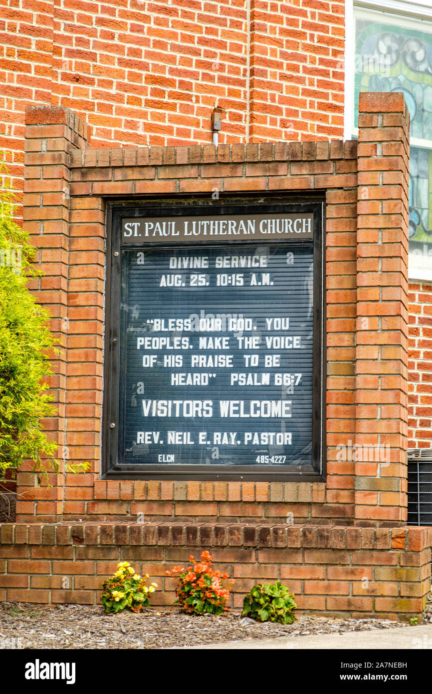 Église évangélique luthérienne St Paul, 220 North 3rd Street, McConnellsburg, PA Banque D'Images