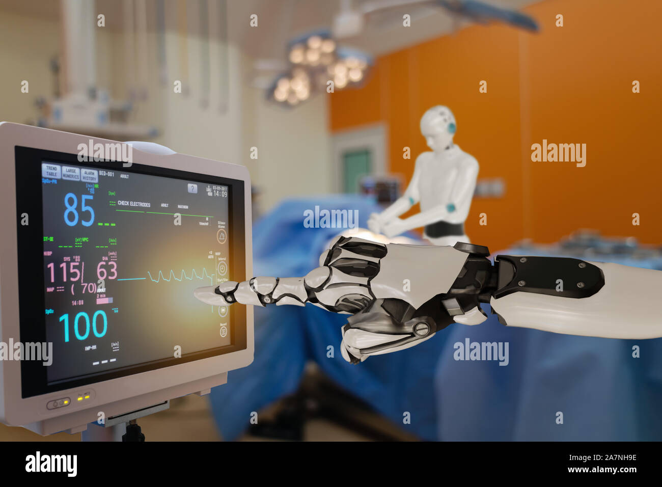 Smart technologies médicales avancées de chirurgie robotique concept,machine à l'hôpital, la chirurgie robotique sont la précision, la miniaturisation, les petites incisions, decr Banque D'Images