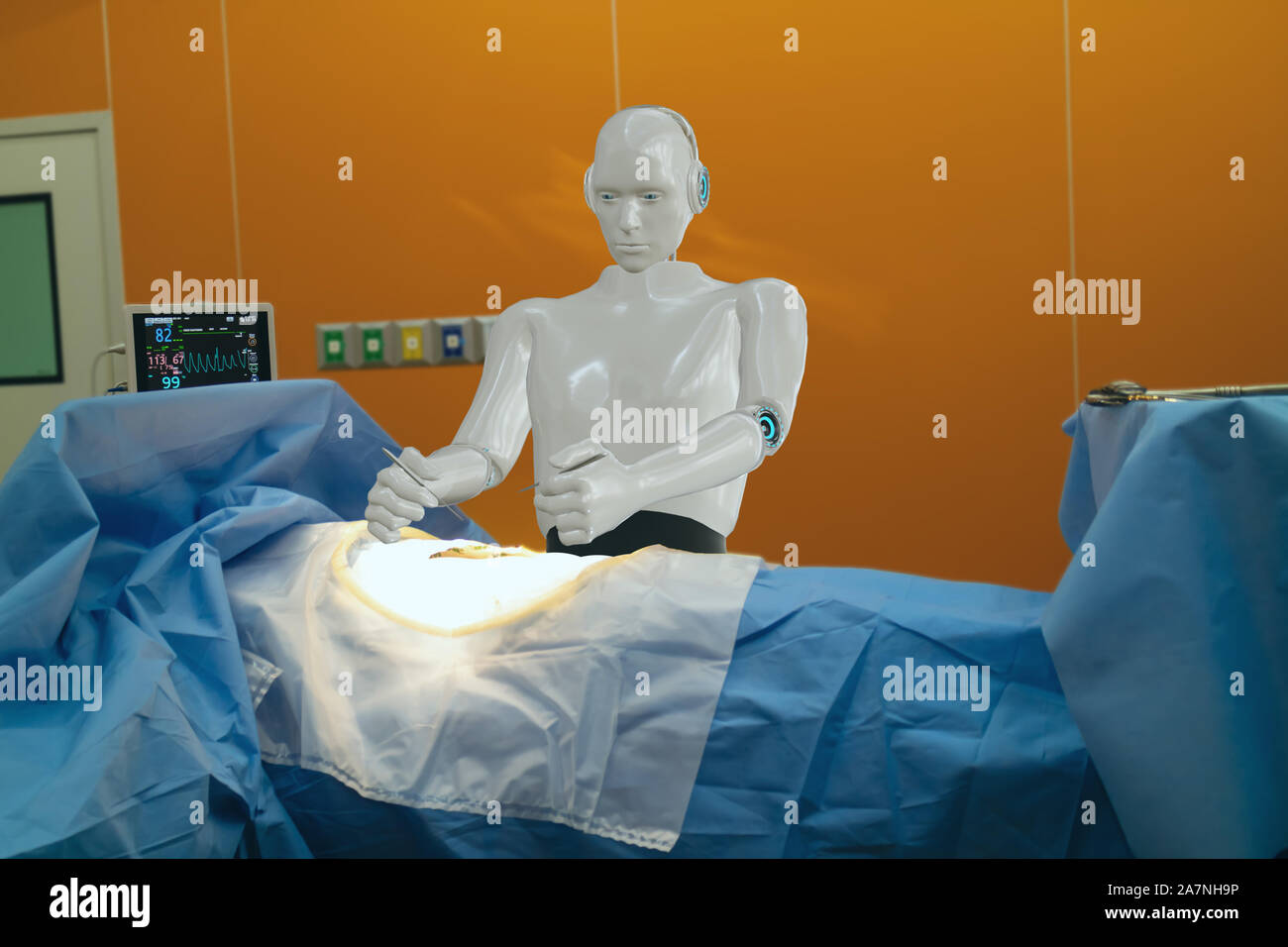 Smart technologies médicales avancées de chirurgie robotique concept,machine à l'hôpital, la chirurgie robotique sont la précision, la miniaturisation, les petites incisions, decr Banque D'Images