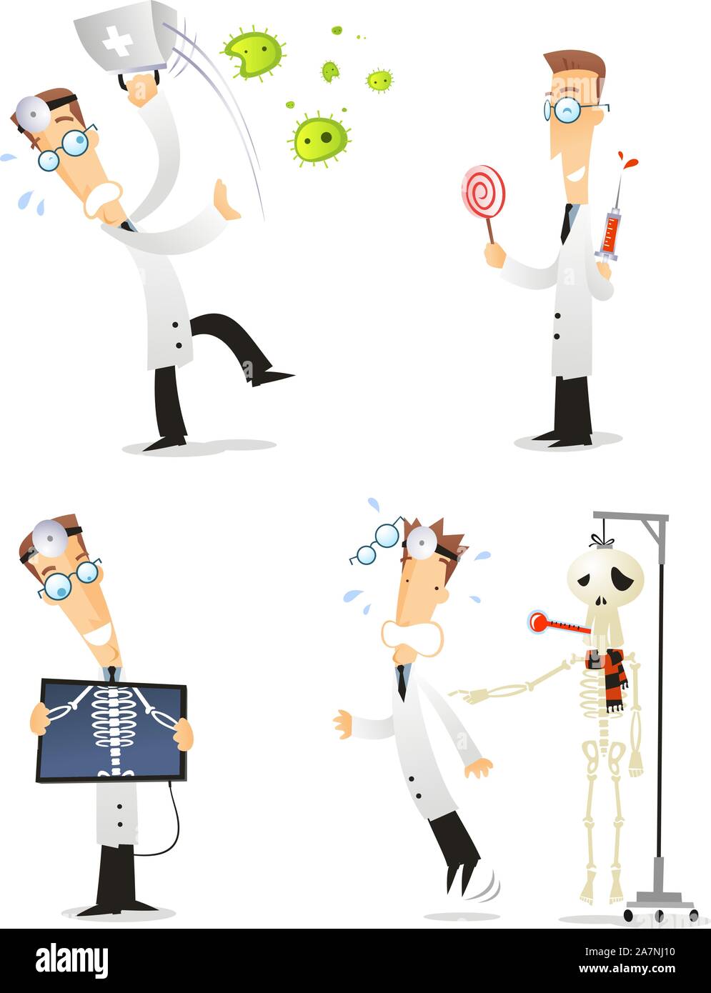 Médecin cartoon illustration set Illustration de Vecteur