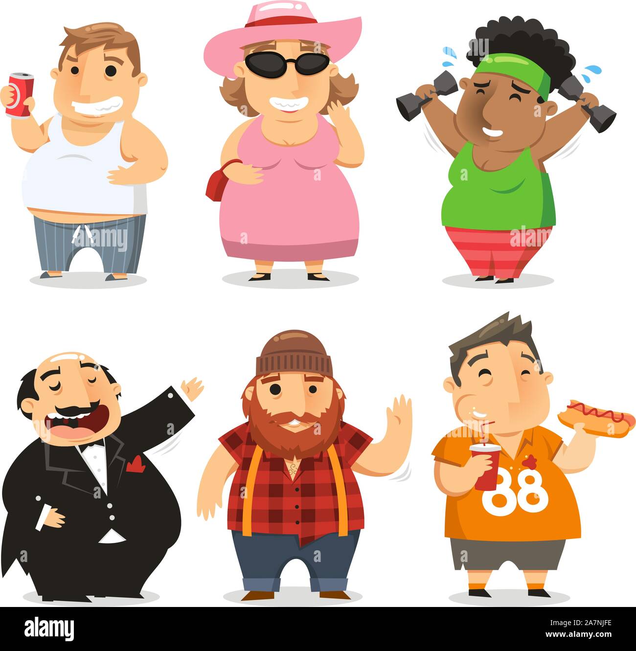 Les personnes en surpoids cartoon illustrations Illustration de Vecteur