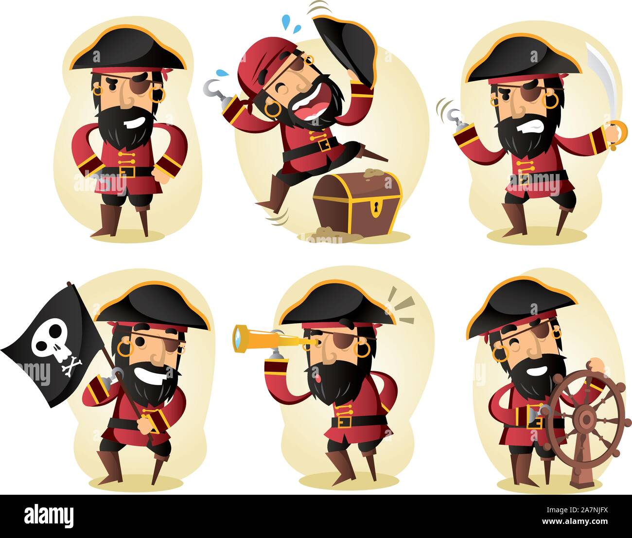 Jeu de dessin animé pirate Illustration de Vecteur