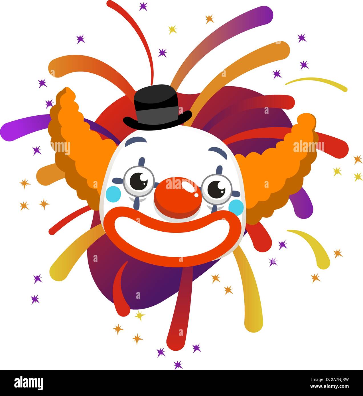 Multi colored vector illustration d'un visage de clown vector cartoon Illustration de Vecteur