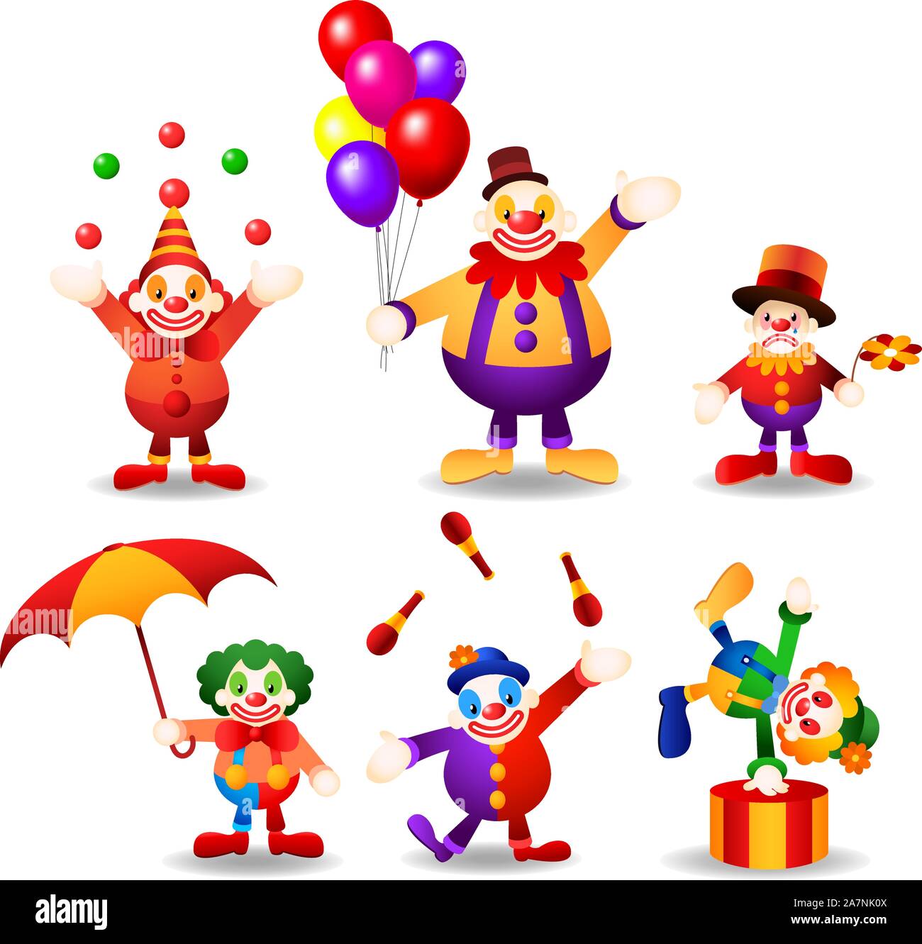 Jeu de clown de cirque illustrations vector cartoon Illustration de Vecteur