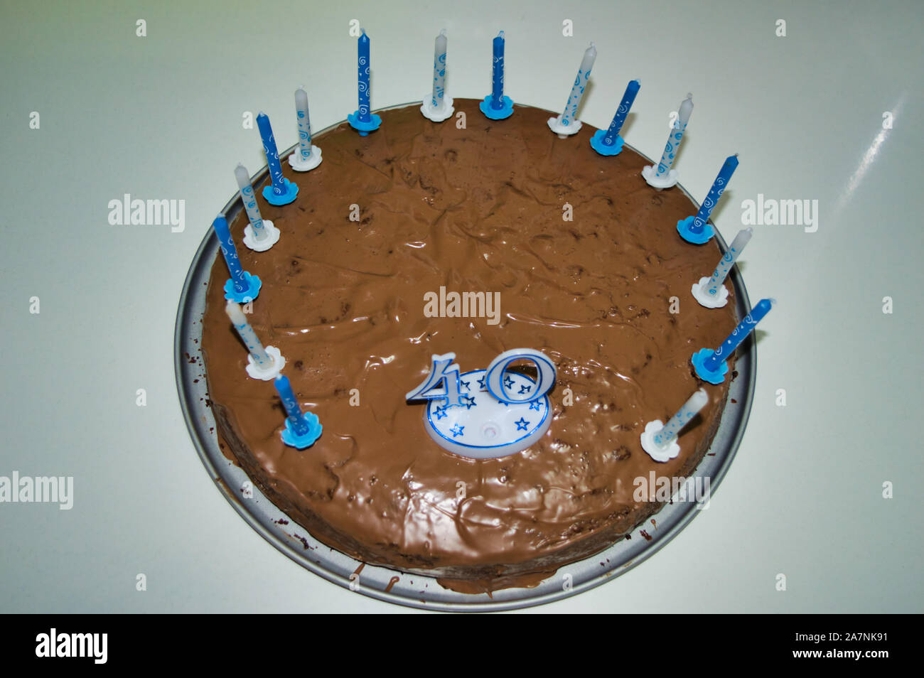 Chocolate Birthday Cake With Candles Banque D Image Et Photos Alamy