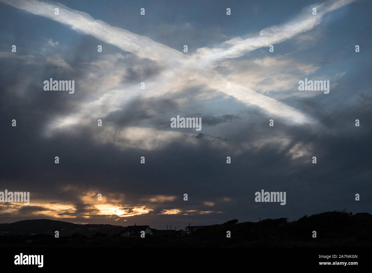 L’indépendance écossaise apparaît dans le ciel Banque D'Images