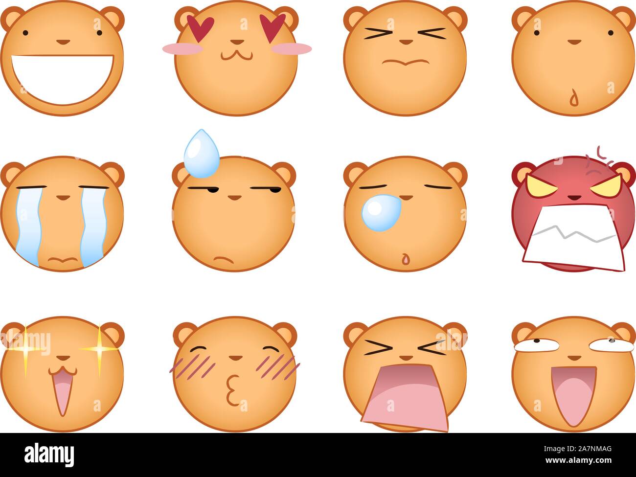 L'écureuil mignon smiling Emoticons Avatar collection Illustration de Vecteur