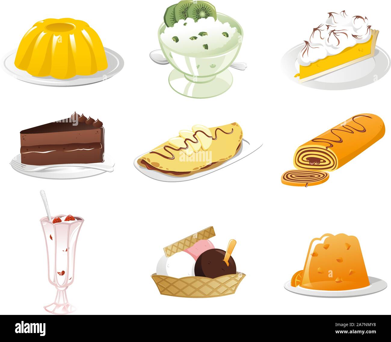 Savoureux Desserts icon set Illustration de Vecteur