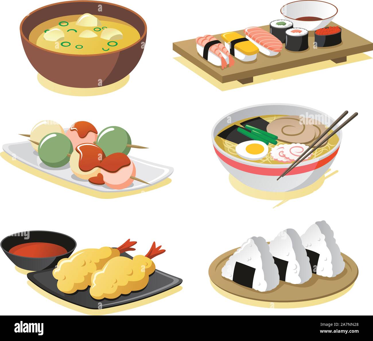 Des plats japonais illustrations vector icon set. Illustration de Vecteur