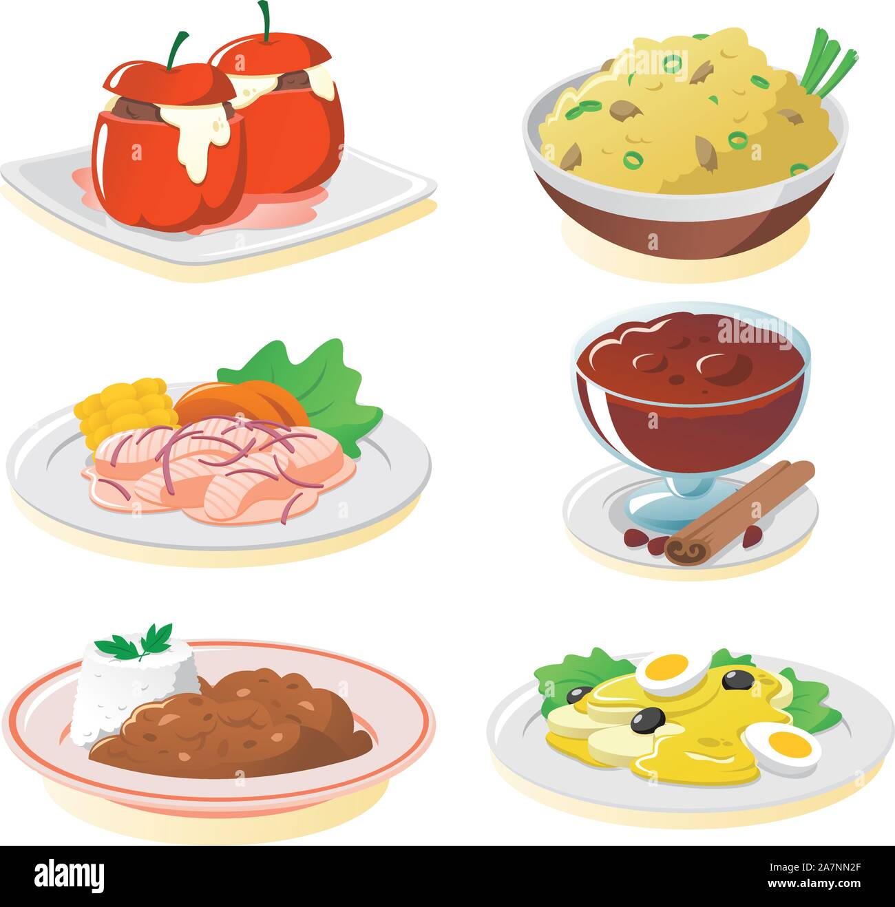 Des plats de la cuisine péruvienne illustration cartoon set Illustration de Vecteur