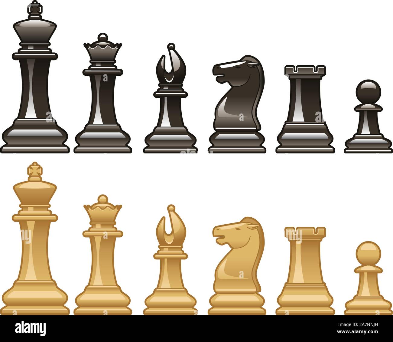Pièces des échecs en noir et blanc illustrations vectorielles Illustration de Vecteur