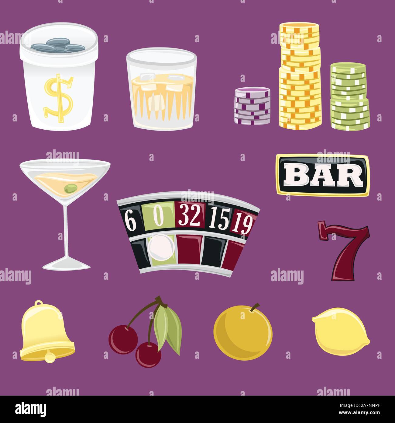 Icon Set de jeu pour le casino ou projets de divertissement Illustration de Vecteur