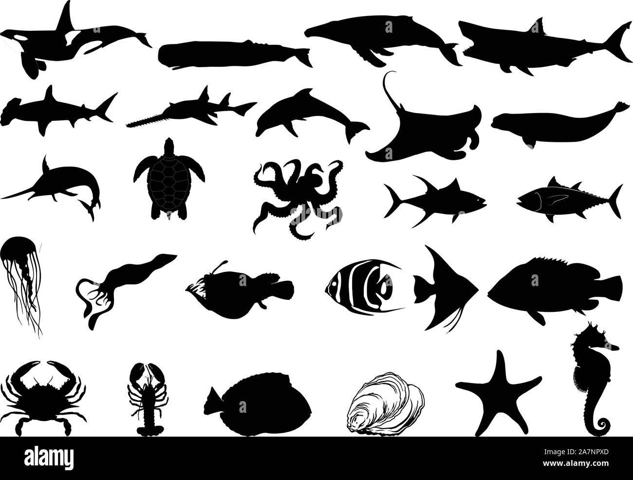 Silhouette de Sea life Illustration de Vecteur