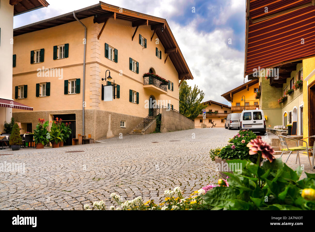 Place du marché de Hopfgarten im Brixental, Autriche Banque D'Images