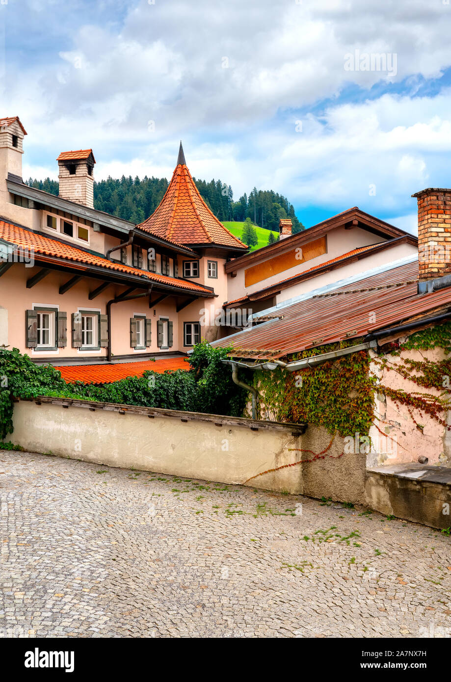 Paysage urbain d'Alpbach, Autriche Banque D'Images