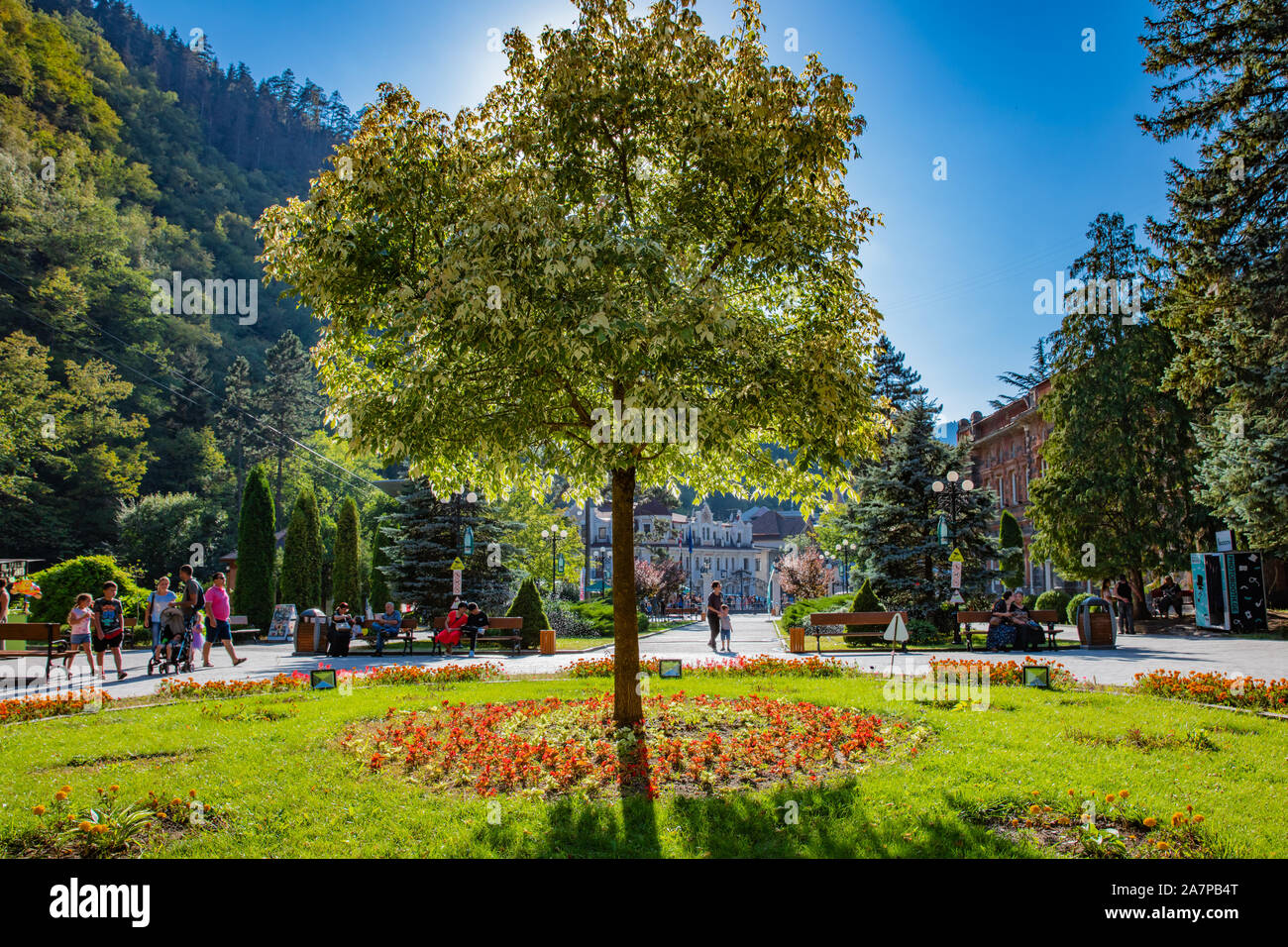 Borjomi , Géorgie - 12 août 2019 : l'eau minérale Borjomi monument du parc de la ville thermale Samtskhe Javakheti Géorgie région Europe de l'Est Banque D'Images