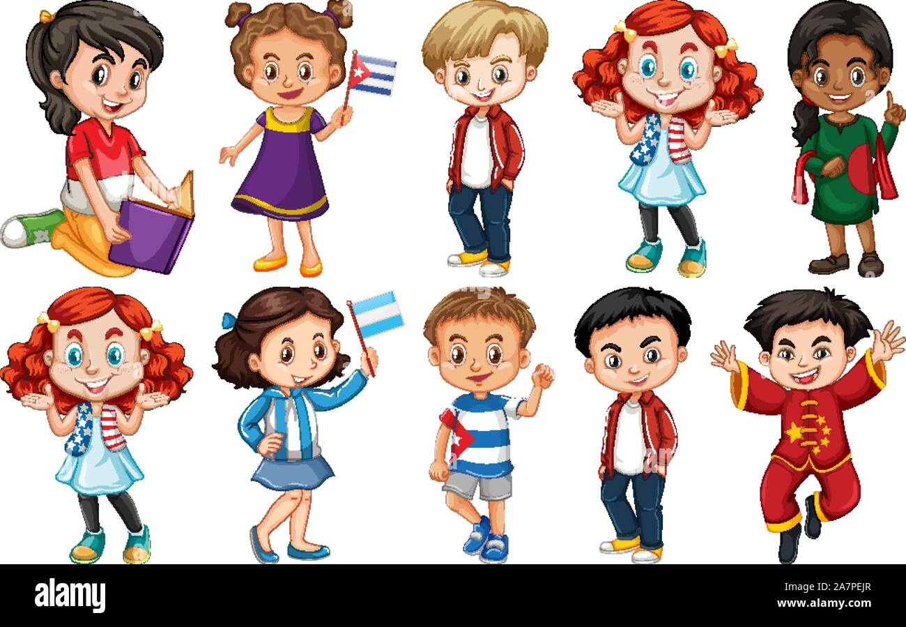 Groupe d'enfants de différents pays illustration Image Vectorielle ...