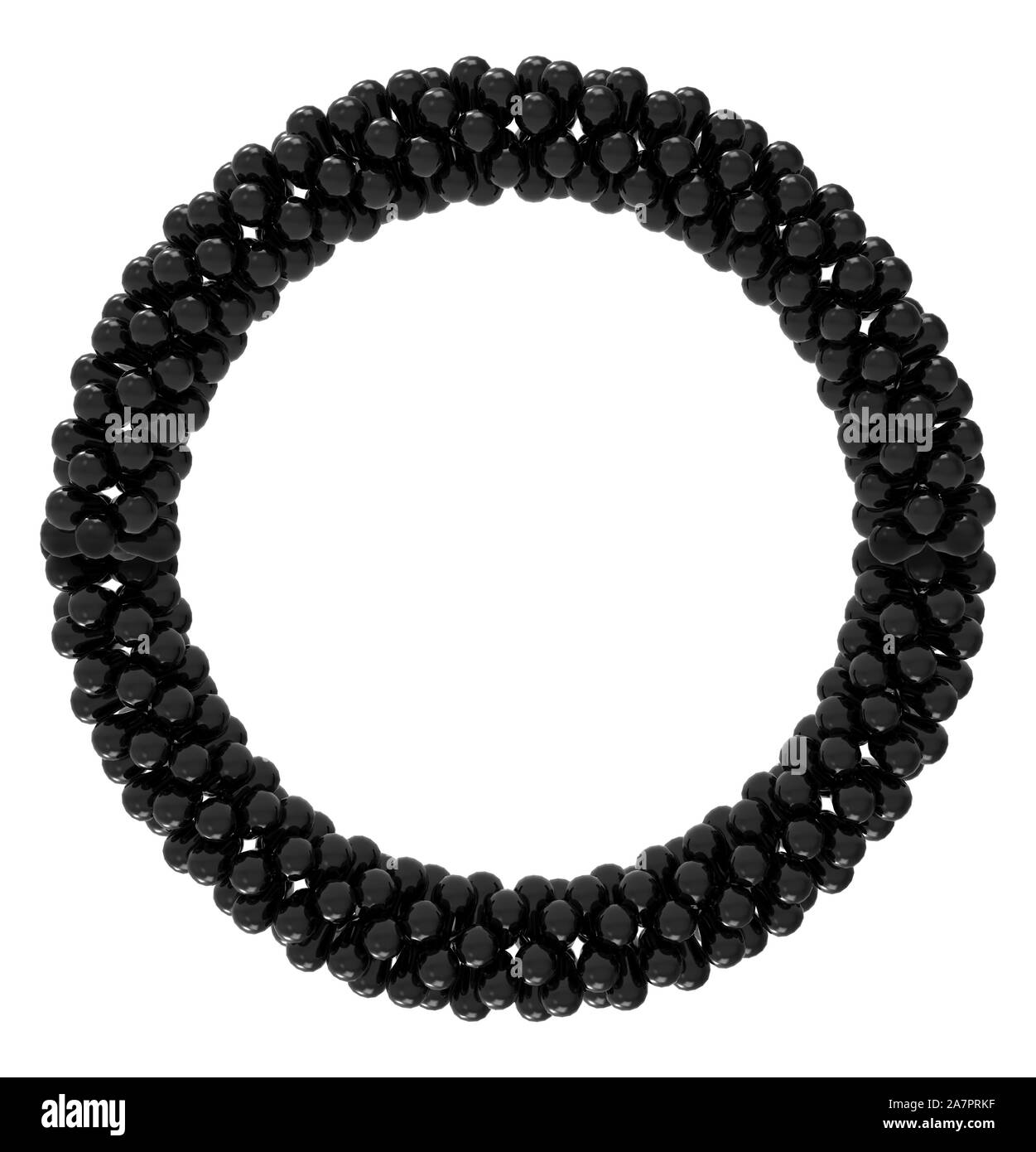 Le rendu 3D noir circulaire. ballons avec clipping path isolé sur fond blanc. Banque D'Images