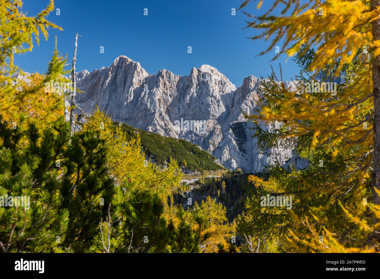 Alpes en automne, une vue de Slemenova spica à la montagne dans les Alpes Juliennes Spik Banque D'Images