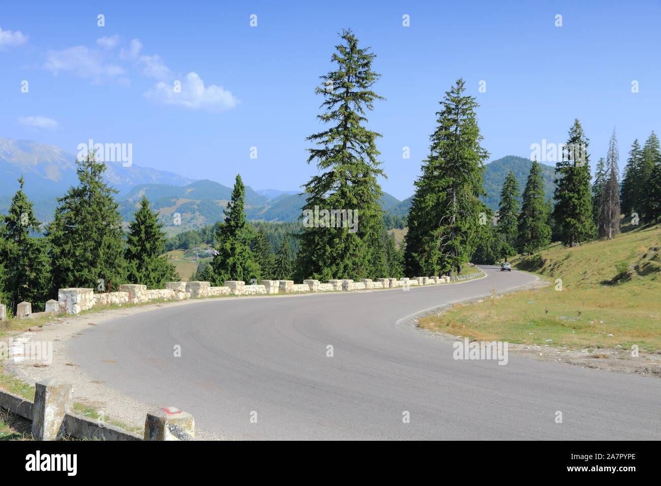 Route de montagne dans les montagnes Piatra Craiului de Roumanie. Banque D'Images
