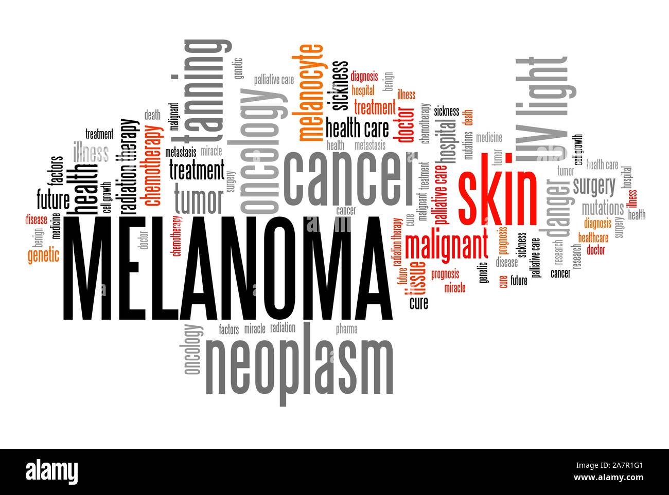 Le mélanome (cancer de la peau type) - maladie grave mot concept cloud. Banque D'Images