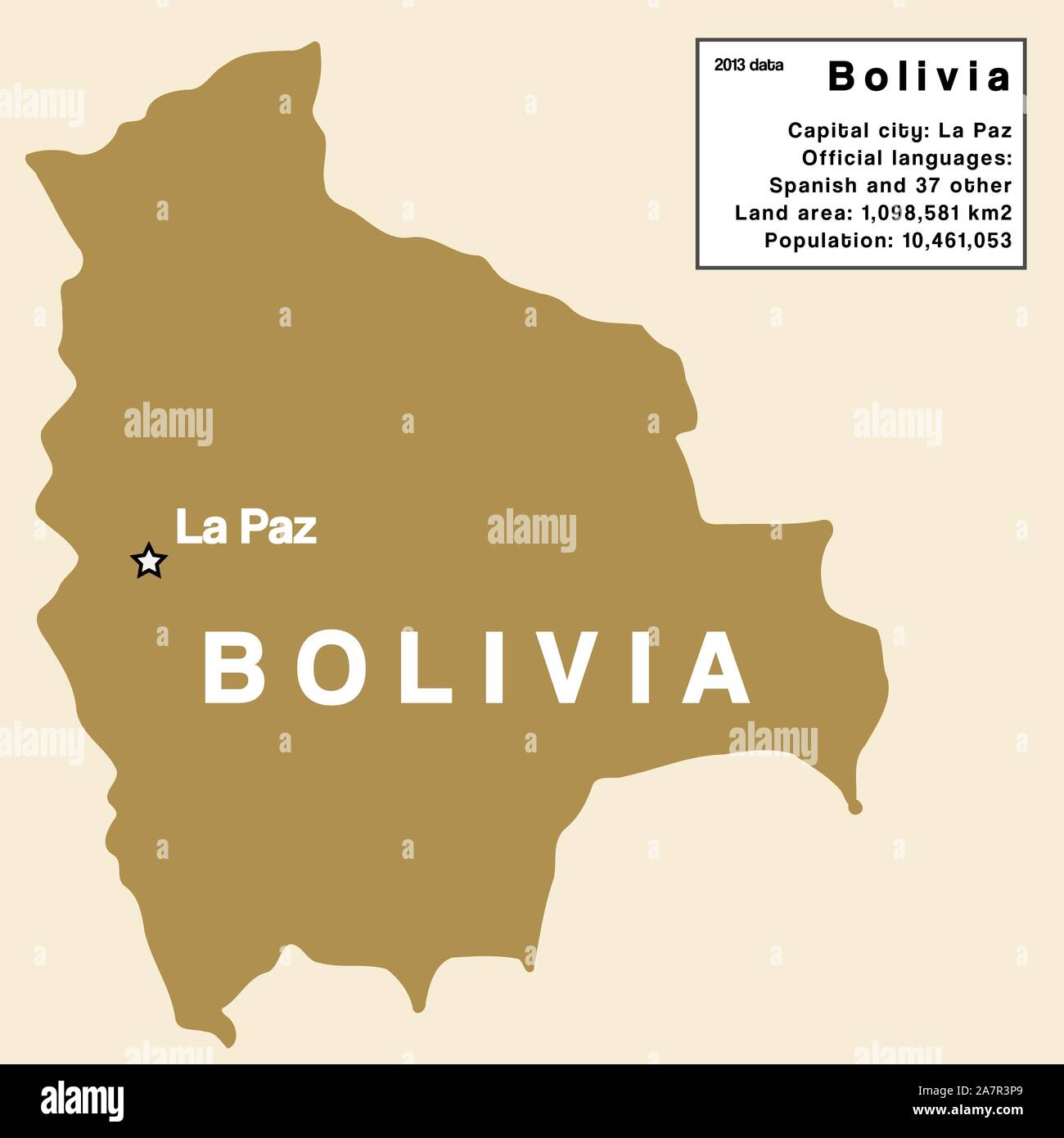 Carte de la Bolivie. Aperçu Pays avec zone d'informations. Illustration de Vecteur