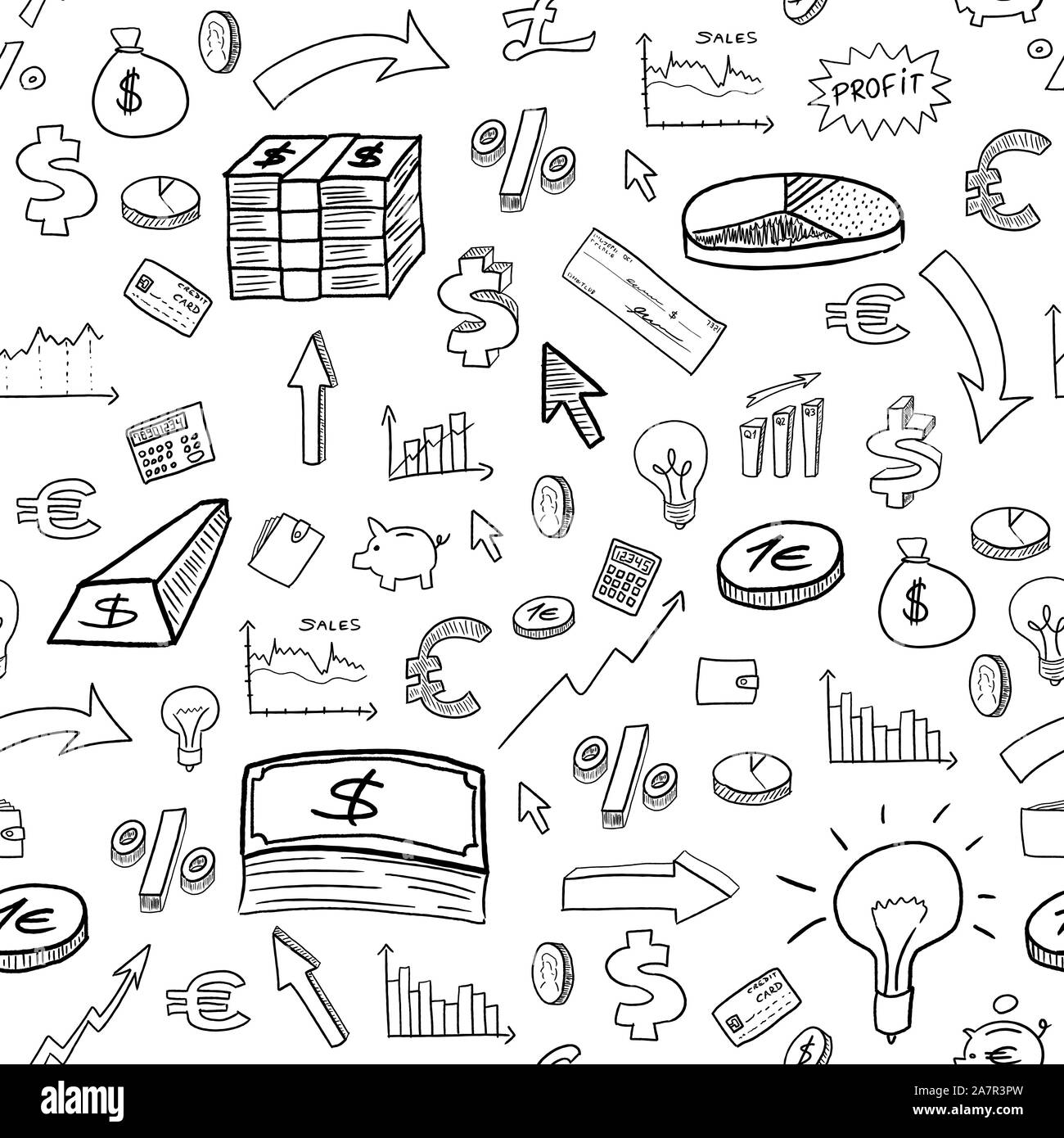 Les doodles - modèle sans couture. Illustration dessin financier. Illustration de Vecteur