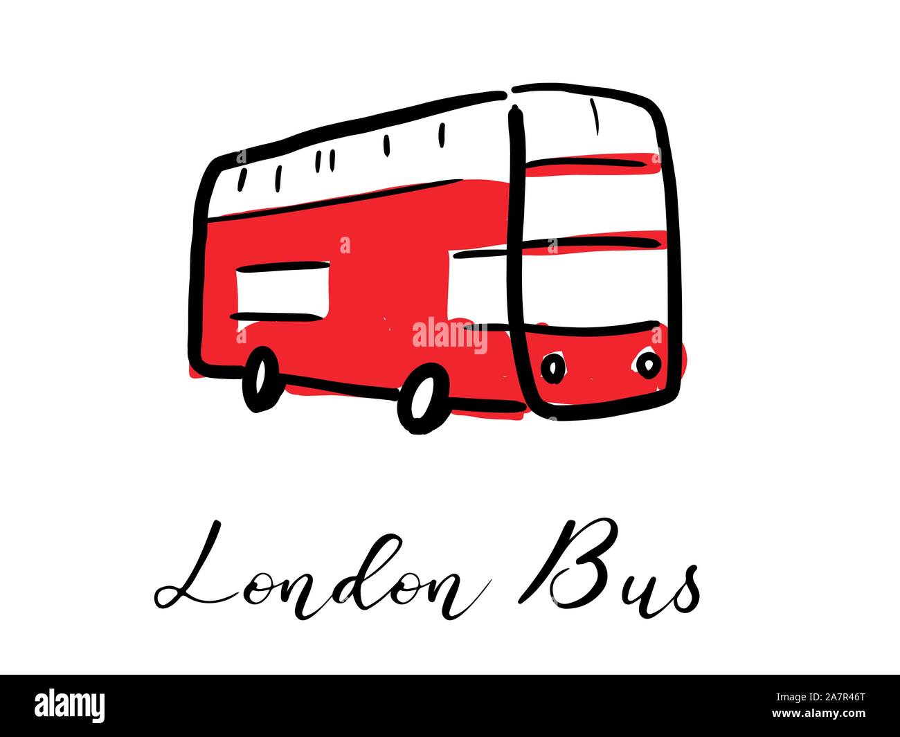 London bus à impériale rouge - conception de logo symbole dessiné à la main. Les graphiques vectoriels. Illustration de Vecteur