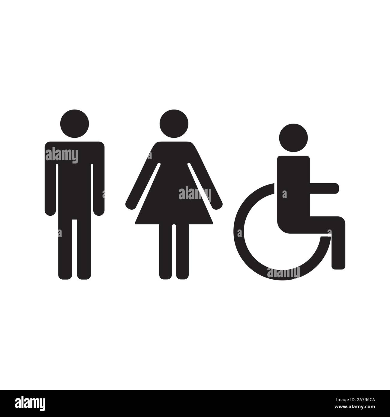 Homme, femme et les personnes à mobilité réduite toilettes signe, Vector illustration Illustration de Vecteur