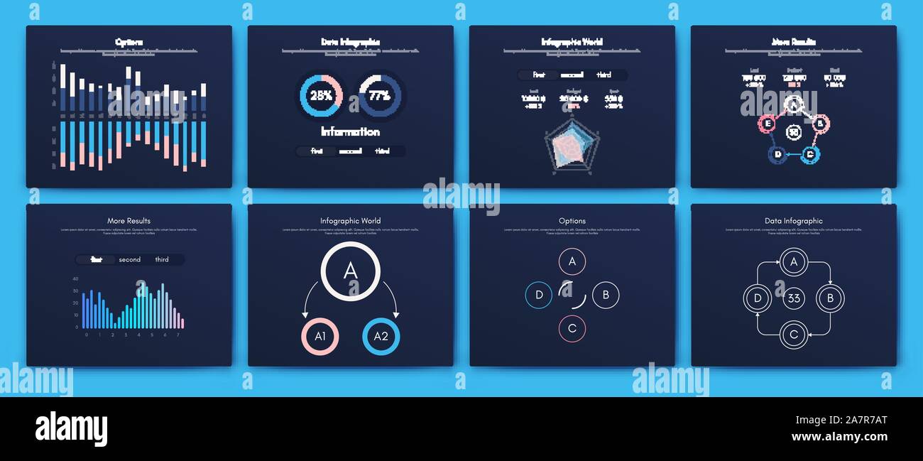 Infographie brochure vector illustration pour les éléments de style moderne. Définir des infographies pour le web Illustration de Vecteur