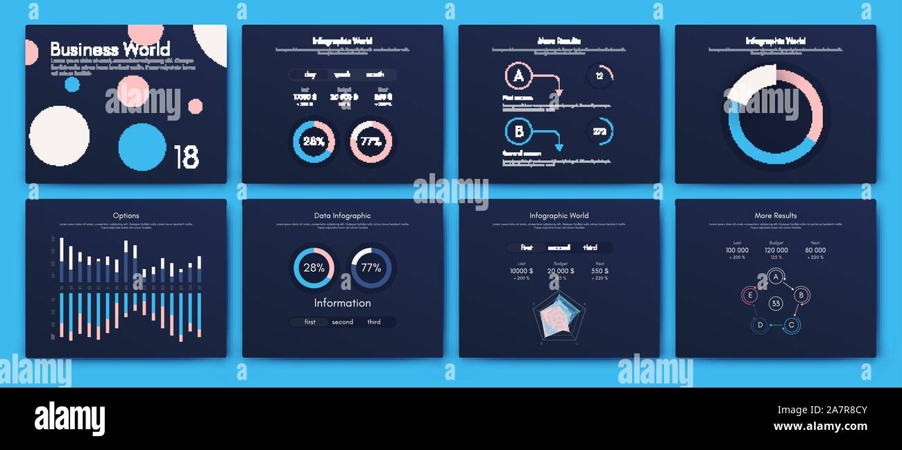 Infographie brochure vector illustration pour les éléments de style moderne. Définir des infographies pour le web Illustration de Vecteur