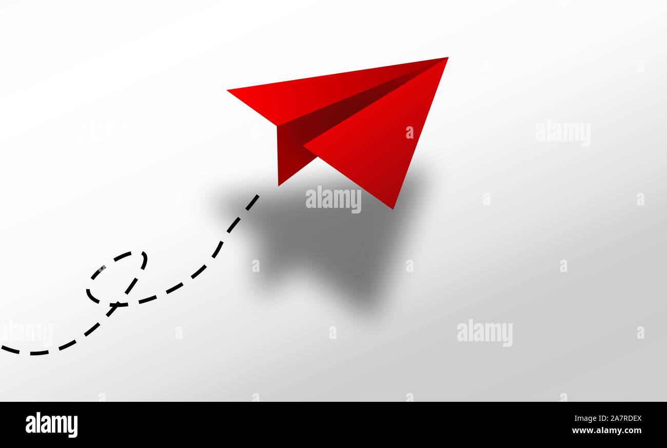 Une direction et un avion en papier rouge pointant de façon différente ...