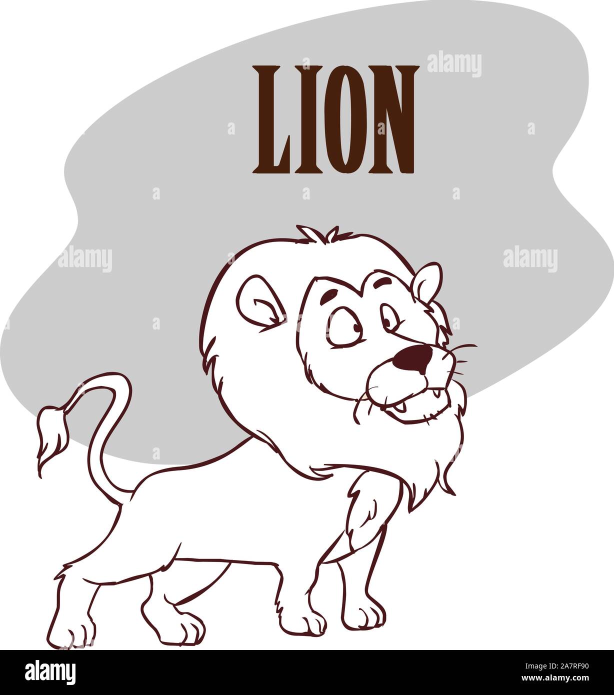 Funny cute cartoon illustration stock lion. Illustration de Vecteur