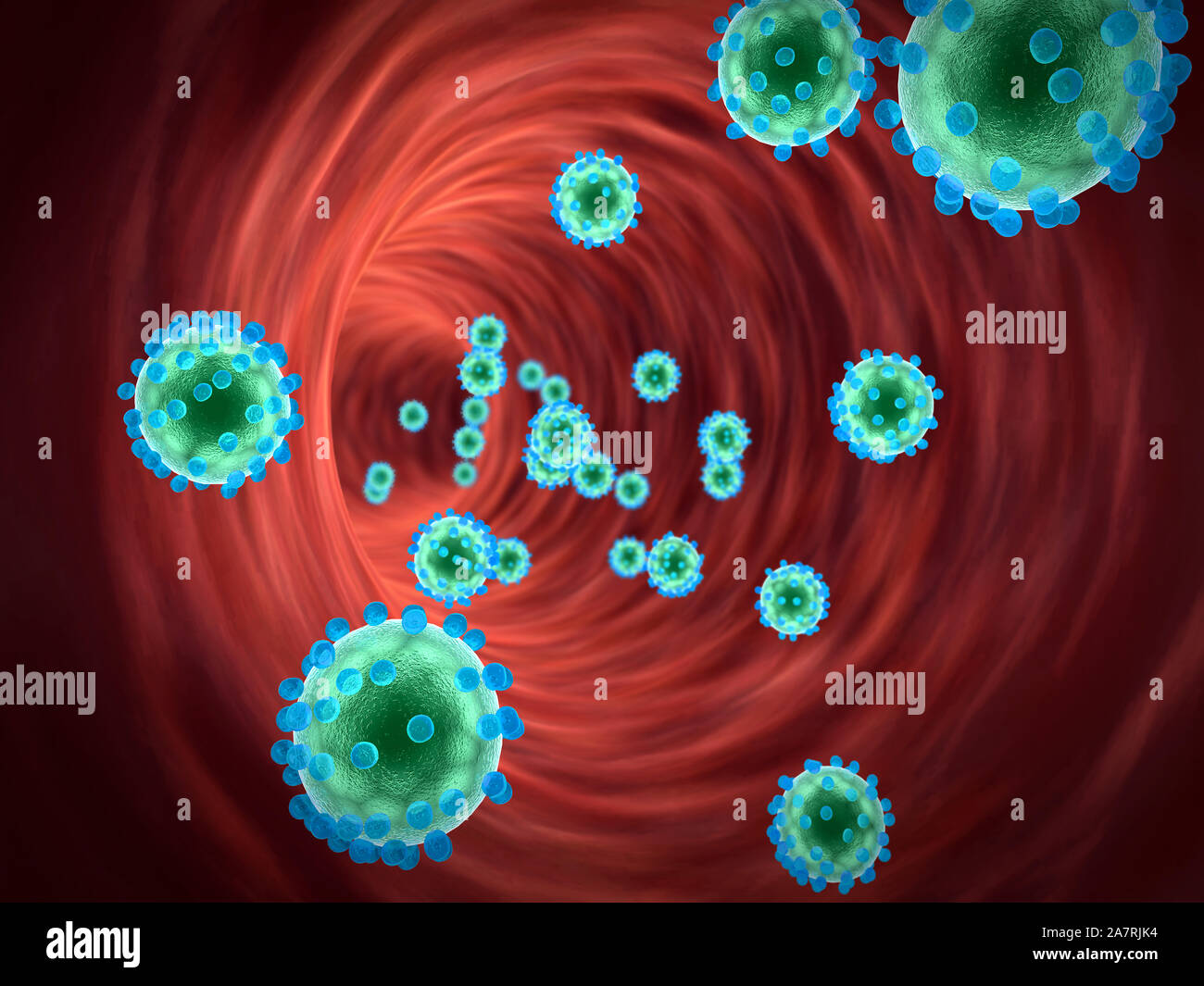 L'insuline et des leucocytes à l'intérieur du vaisseau sanguin, globules rouges, globules blancs à l'intérieur du vaisseau sanguin, de haute qualité de rendu 3D de cellules du sang Banque D'Images