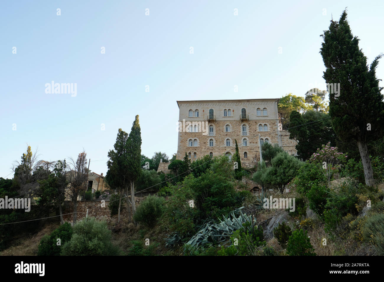 Il castello mine de minéral le palais de gestion Cadre de la mine en veine de Montevecchio Naracauli, Ingurtosu, Sardaigne Italie Europe Banque D'Images