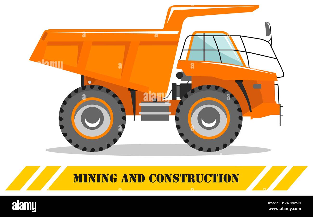 Camion hors route. L'exploitation minière lourde machine et équipement de construction. Vector illustration. Illustration de Vecteur