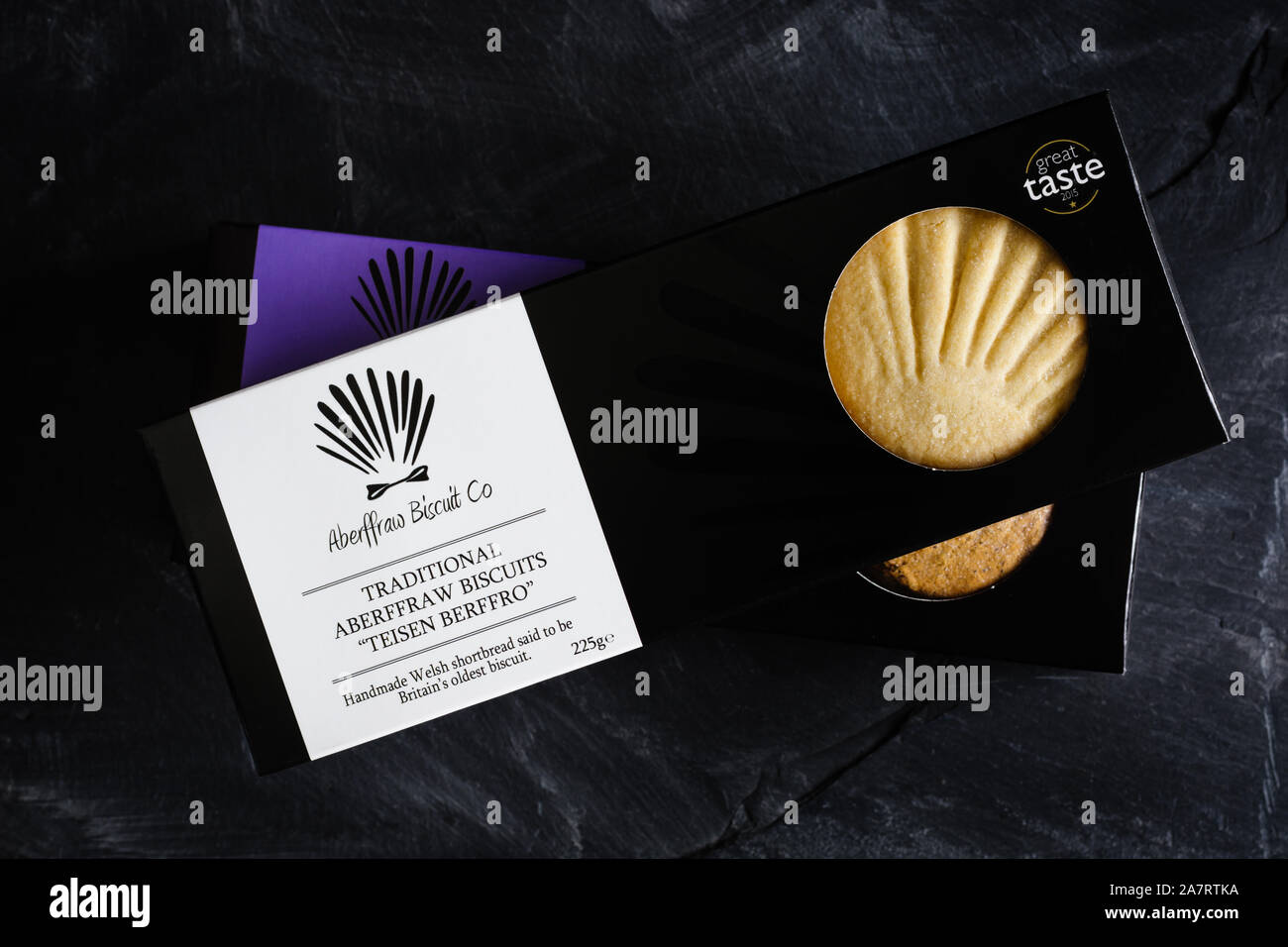 Des biscuits ou Berffro Aberffraw Teisen gallois traditionnel shortbread faite par l'Aberffraw Biscuit Company dans Anglesey Banque D'Images