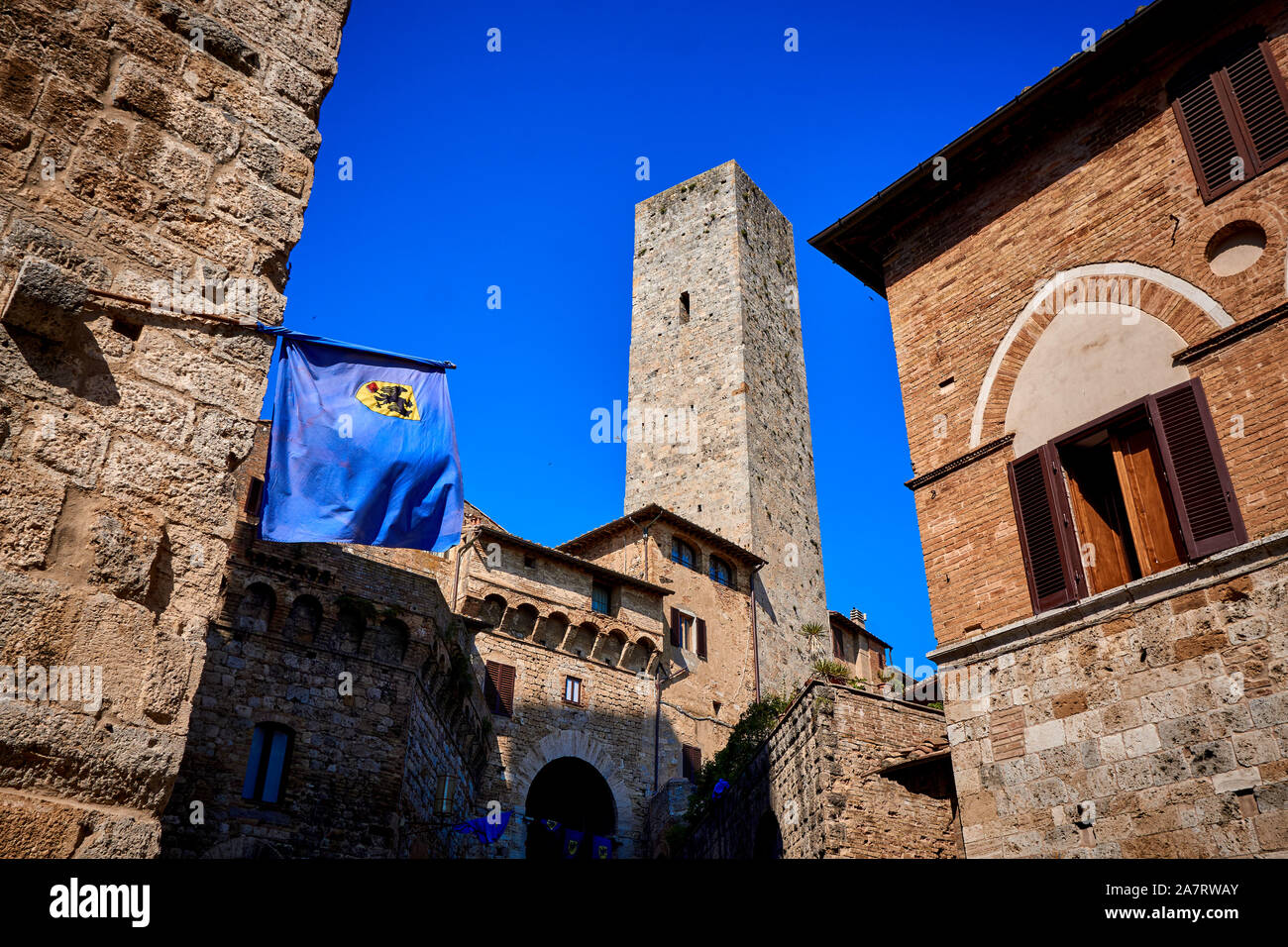 Les rues de San Gimignano Toscane Italie Banque D'Images