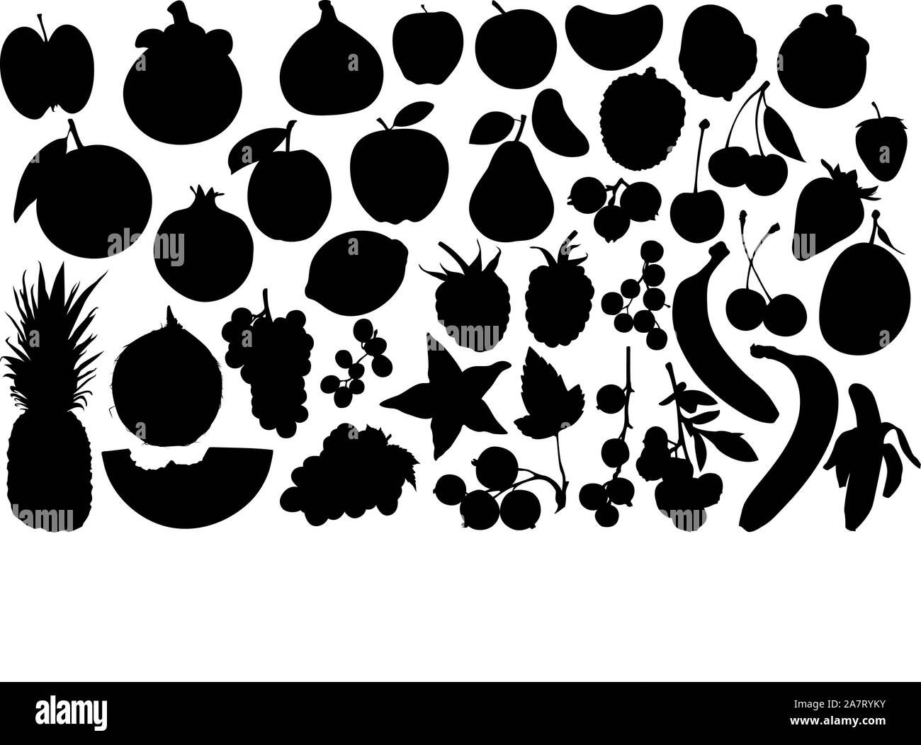 Fruits et baies silhouette vecteur noir Illustration de Vecteur