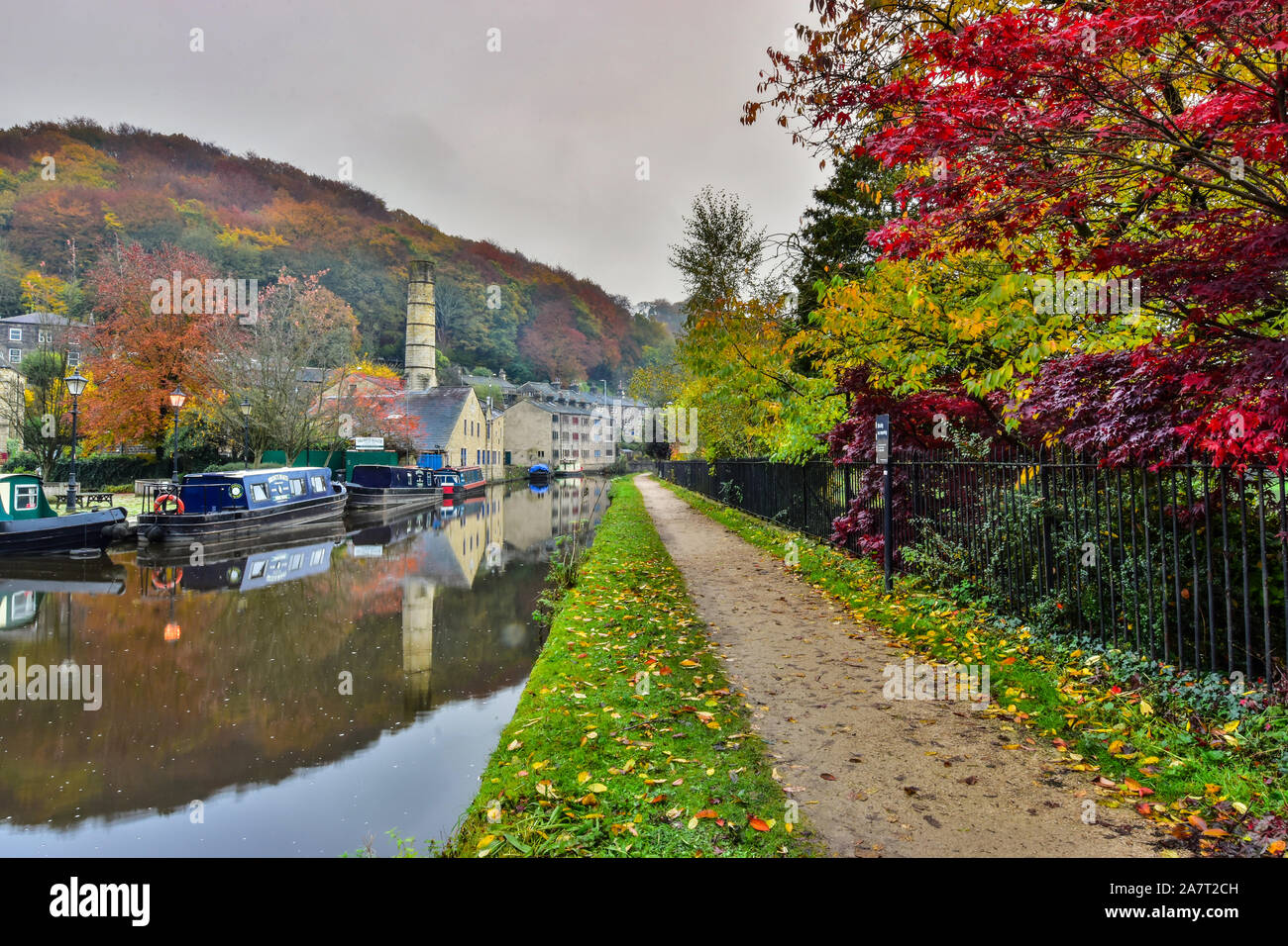 Les feuilles d'automne, B-5520, Hebden Bridge, West Yorkshire, Calderdale Banque D'Images