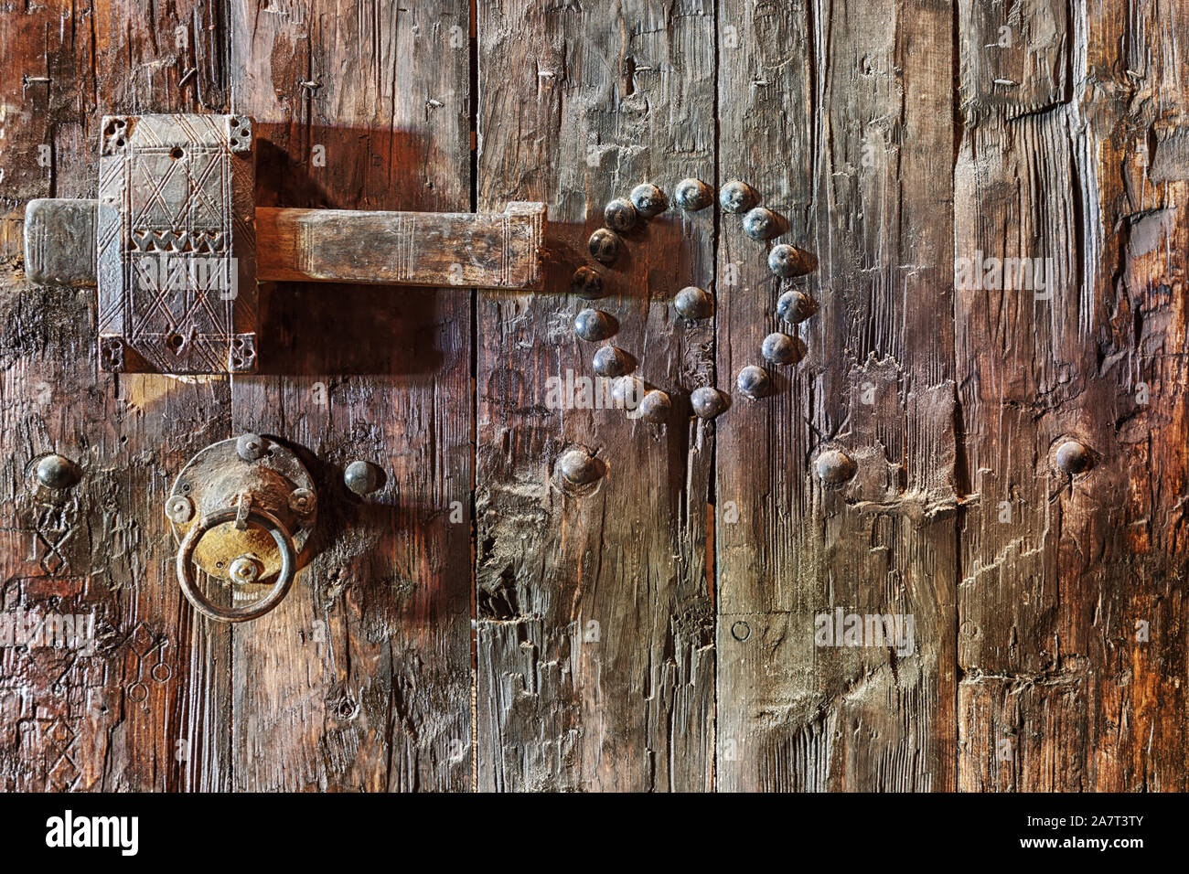 Vieille porte en bois, marocain détail. Banque D'Images