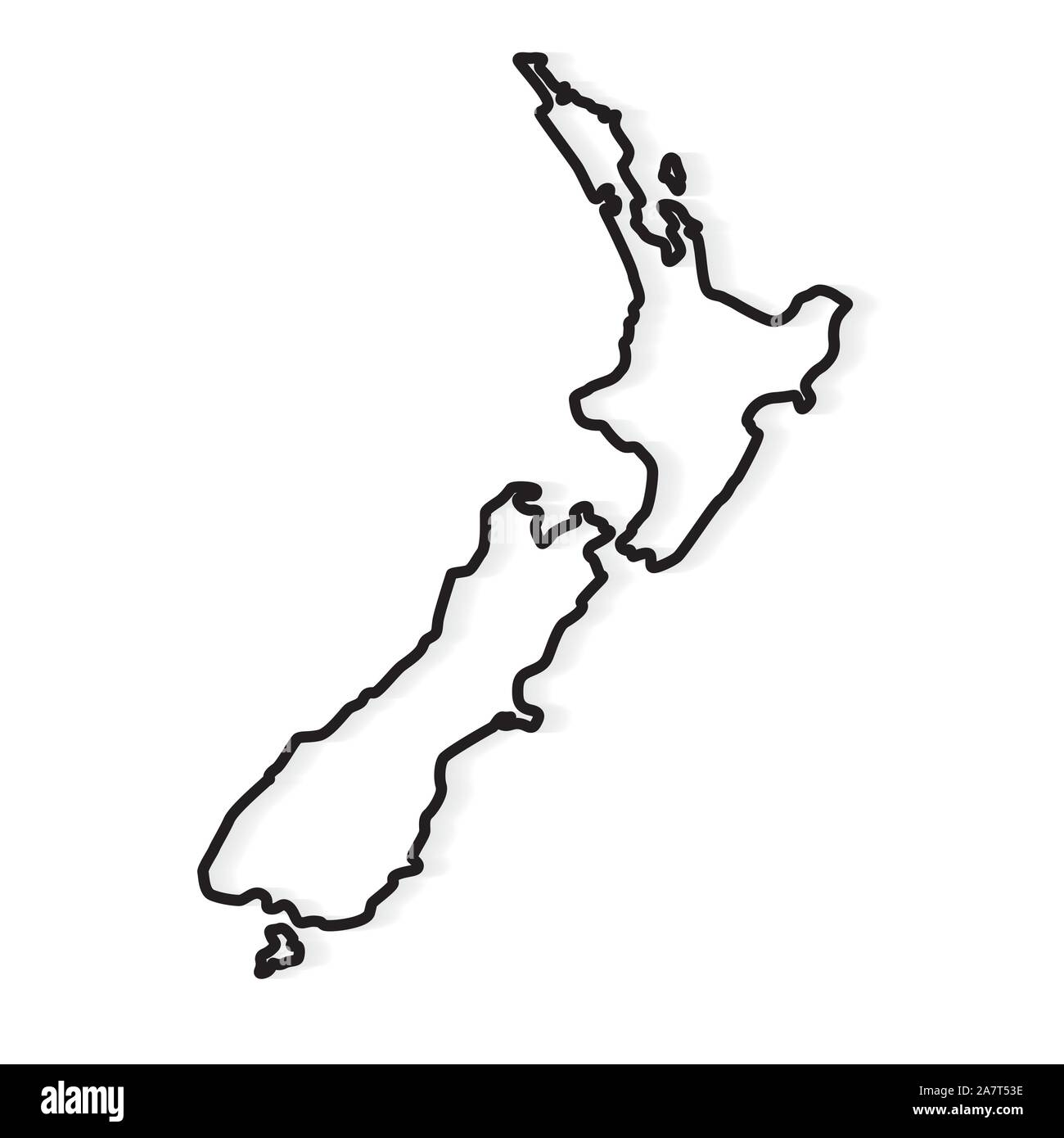 Résumé noir contour de Nouvelle-zélande carte- vector illustration Illustration de Vecteur