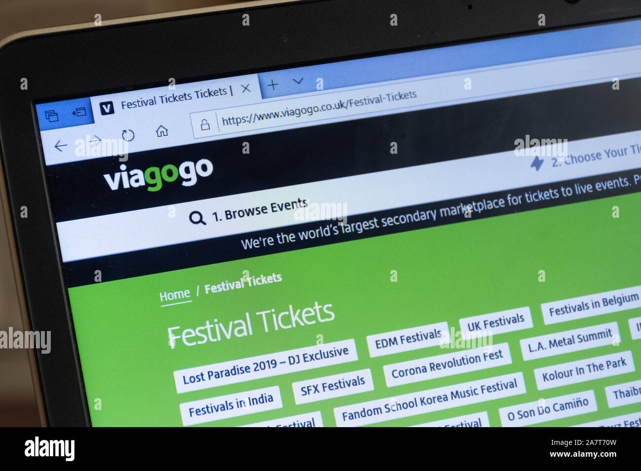 Viagogo site sur un ordinateur portable Banque D'Images