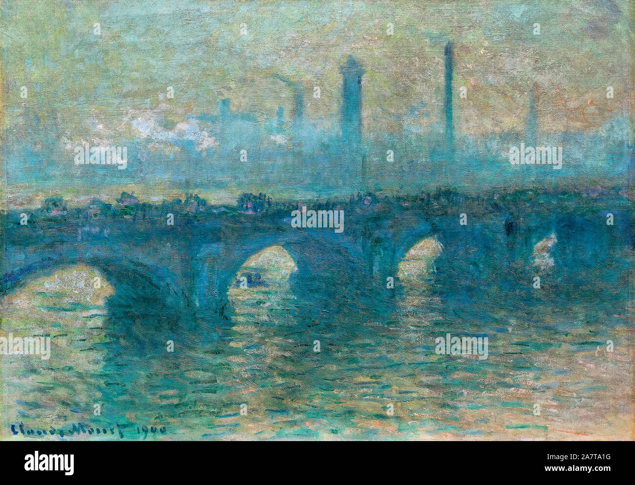 Claude Monet, le pont de Waterloo, temps gris, la peinture de paysages, 1900 Banque D'Images