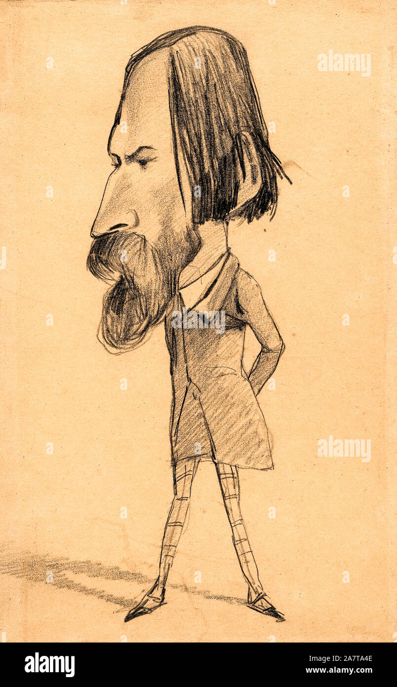 Claude Monet, (après Nadar), la caricature de, Auguste Vacquerie, portrait dessin , 1859 Banque D'Images