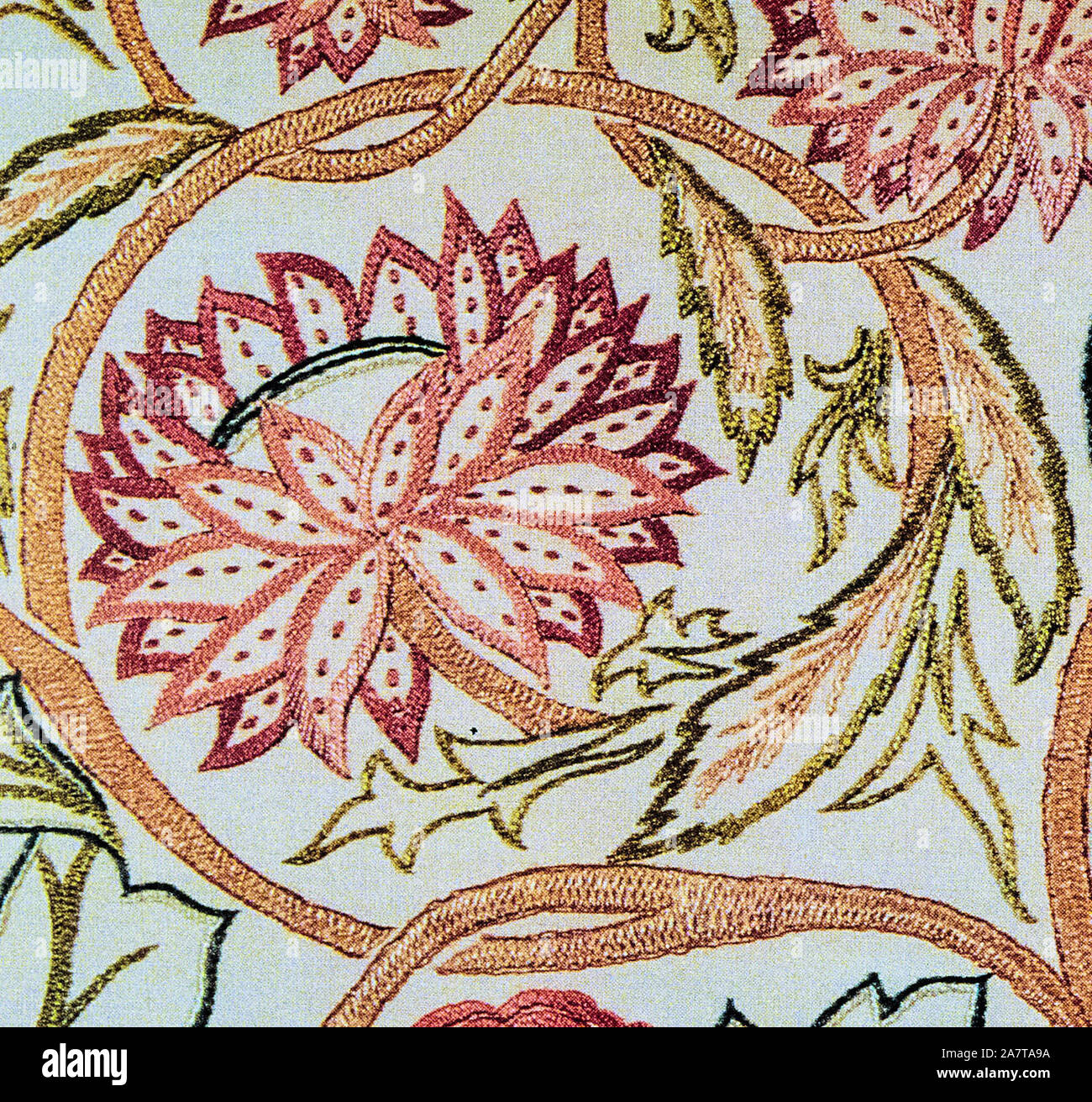 William Morris, cache-pot, motif de tissu, broderie détail, 1890 Banque D'Images