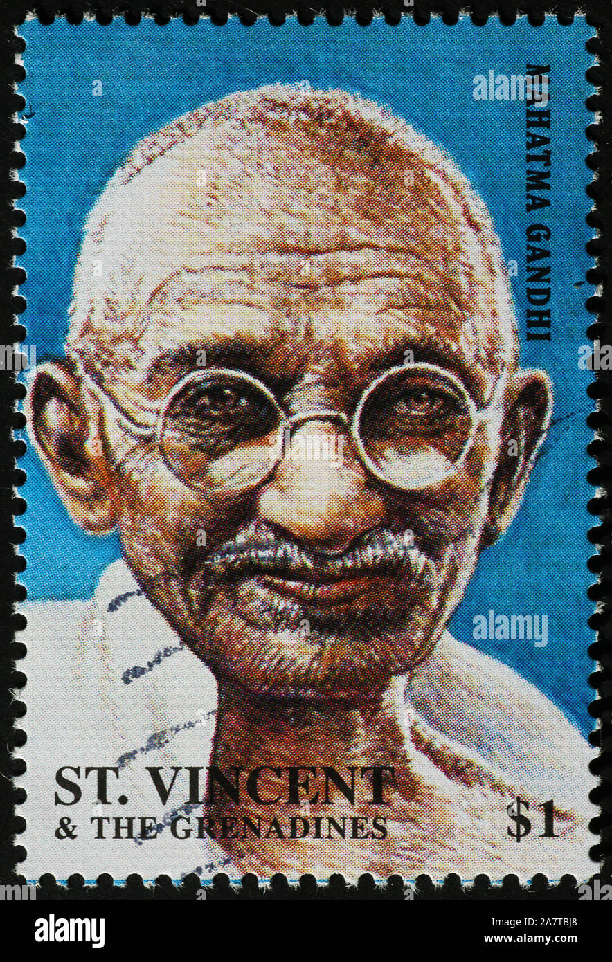 Magnifique portrait de Gandhi sur timbre-poste Banque D'Images